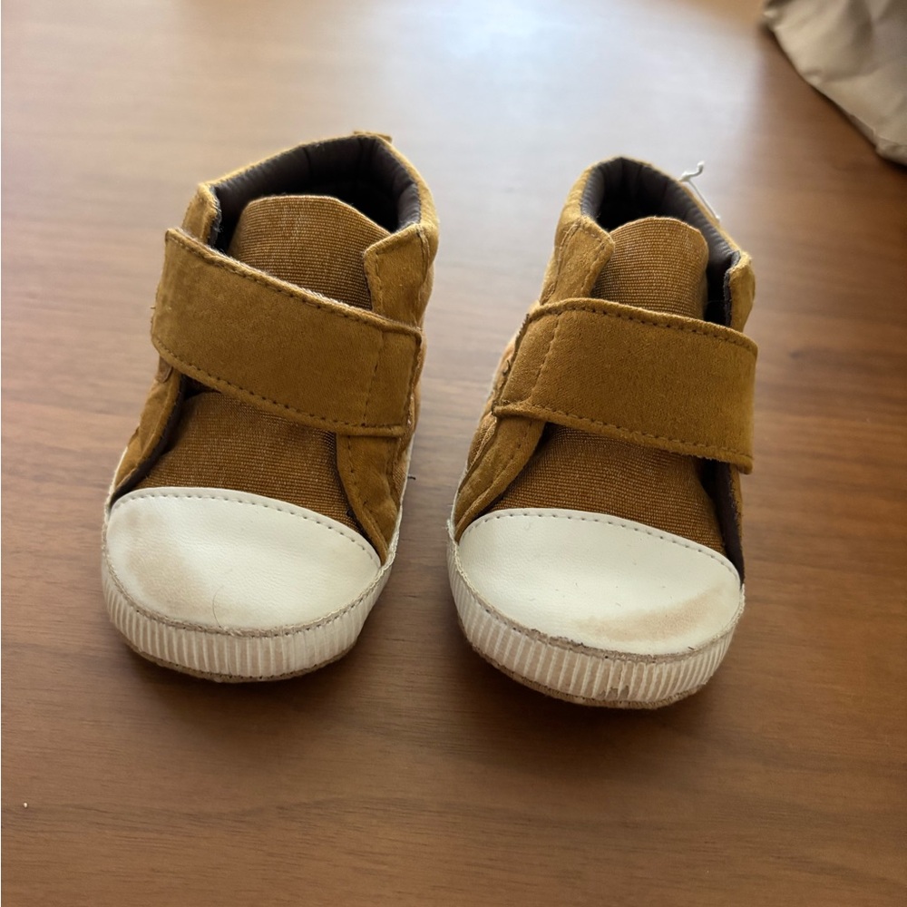 Old Navy Brown and White High-Top Sneakers with Velcro Closure
